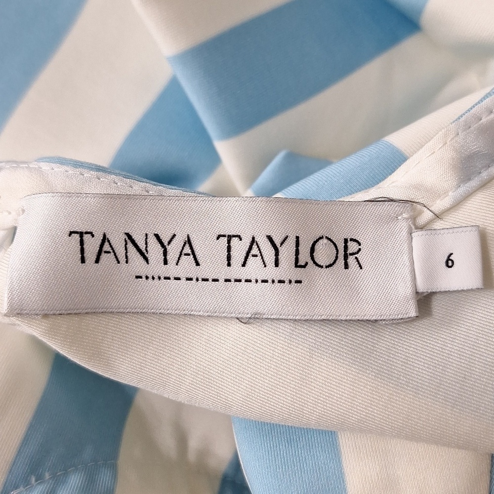 Tanya Taylor Preppy Blue & White Stripe Cold Shoulder Blouse Made in USA Size 6 - Picture 10 of 13